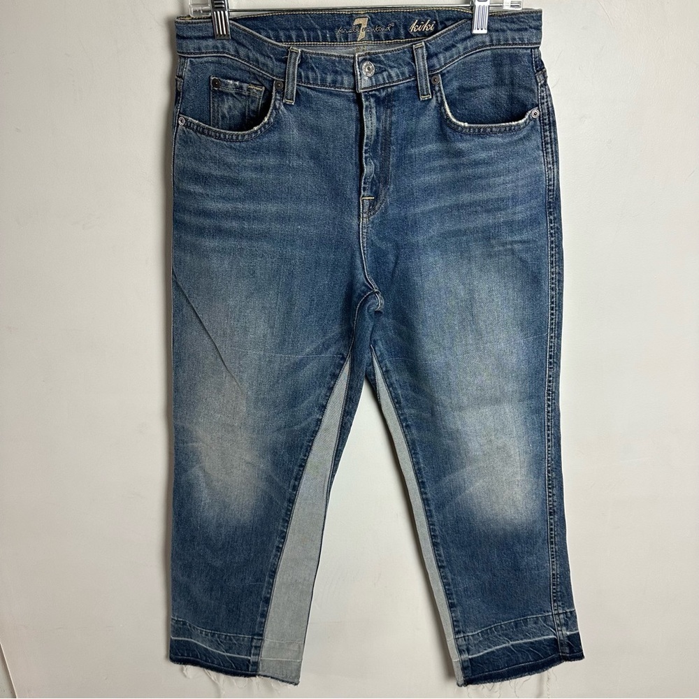 Seven For All Mankind Jeans Kiki Women's Size 29 Denim Straight Leg Blue Pockets